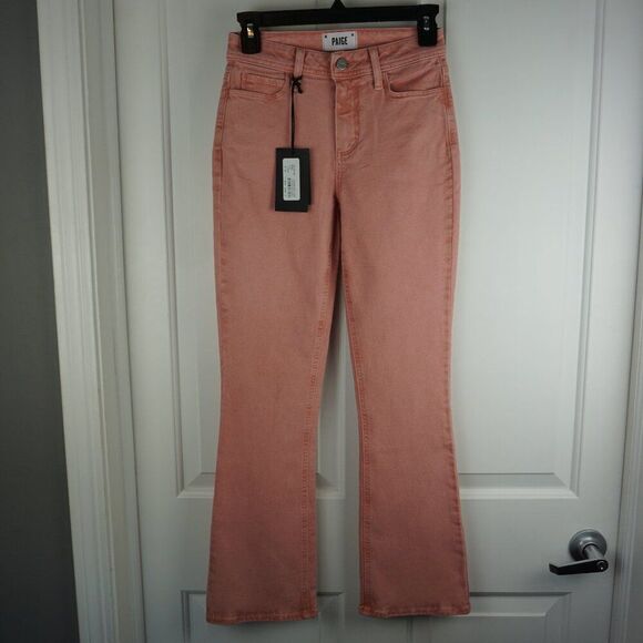 PAIGE Claudine High Rise Ankle Flare Jeans In Vintage Pink Quartz size 24 NWT - Picture 1 of 15